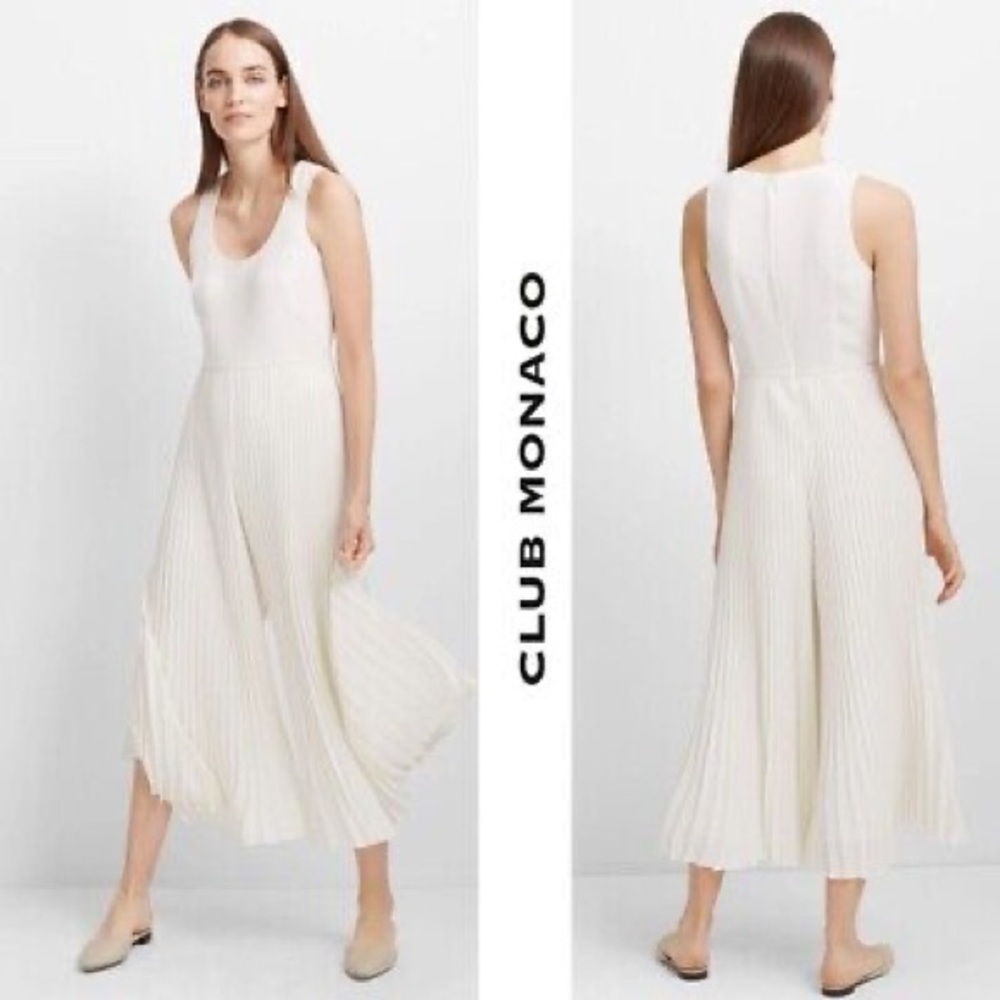 Club Monaco Ivory Pleated Jumpsuit